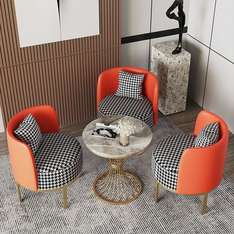 Modern Round Dining Table for Kitchen Glossy Grey Dinette Table with Metal Base Clearhalo 'Dining Tables & Seating' 'Dining Tables' 'dining_table' 'furn' 'furn_dining_table' 'Furniture' 'Kitchen & Dining Furniture' 1200x1200_ad847625-b80b-40c3-8061-c10f9ea6e799