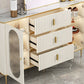 Server a buffet bianco con porte di vetro server glam per sala da pranzo