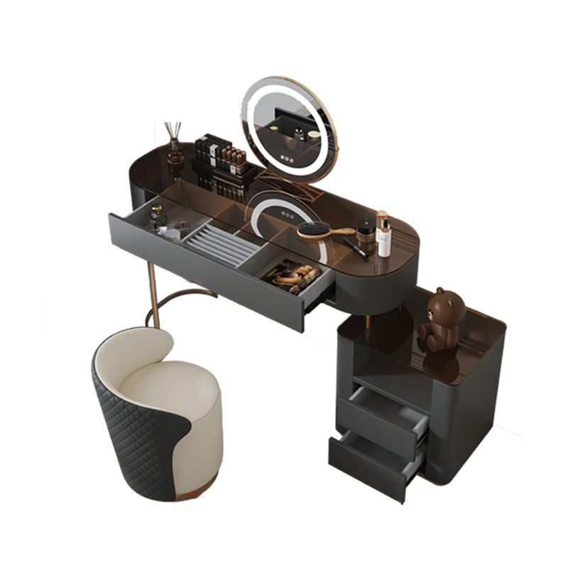 Tavolo da vanità superiore in vetro set di vanità specchio rimovibile con cassetto