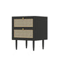 Wicker & Rattan Modern Night Table Solid Wood 2-Drawer Storage Nightstand in Black/White Clearhalo 'Bedroom Furniture' 'furn' 'furn_night_stand' 'Furniture' 'night_stand' 'Nightstands' 1200x1200_ad85f2a7-7b7e-4b81-828a-b1c0159a6712