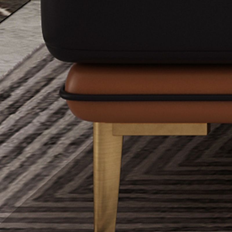 Sofá y chaise resistente a las manchas de cuero genuino de brazo cuadrado contemporáneo