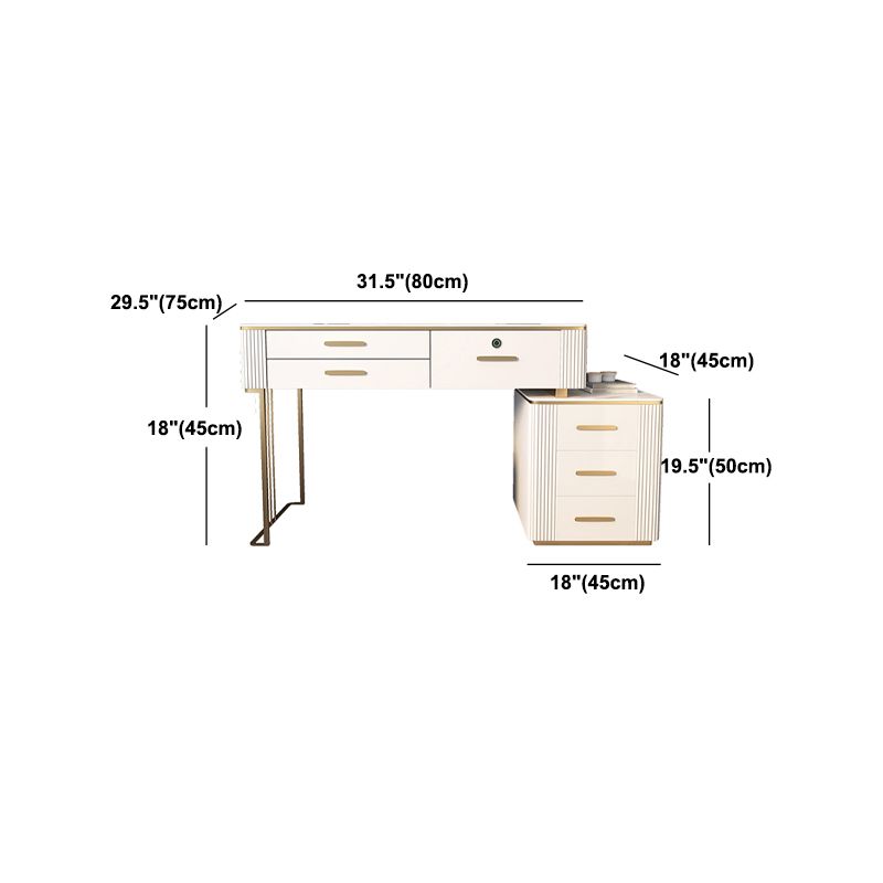 Glam Wood Make-up Vanity Slate Top Vanity Cashing with Duwink