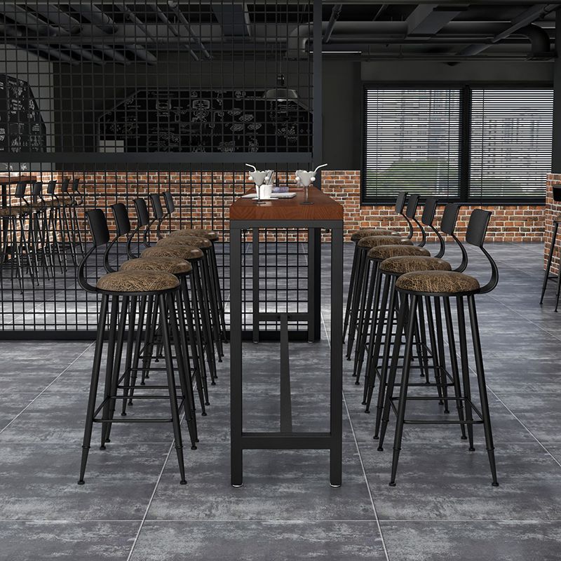 Industrial Rectangle Bar Table Solid Wood Bar Dining Table with Trestle Base Clearhalo 'Bar Furniture' 'Bar Tables' 'bar_tables' 'furn' 'furn_bar_tables' 'Furniture' 'Kitchen & Dining Furniture' 1200x1200_ad8e9e3d-787d-4674-a1a7-2a7c46b9aa6a