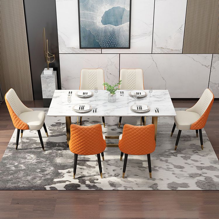 Scandinavian Style Leather Dining Armless Chairs Parsons Upholstered Chair (Set of 4) Clearhalo ' kitchen&dining_furn' 'Dining Chairs' 'Dining Tables & Seating' 'dining_chair' 'furn' 'furn_dining_chair' 'Furniture' 'furniture_dining_chair' 'Kitchen & Dining Furniture' 'kitchen' 1200x1200_ad90d770-070f-414c-a8b9-1ce7cb43f652