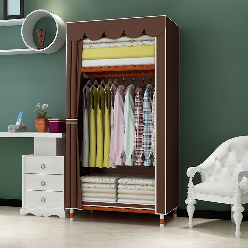 Meringue Wood Frame Wardrobe Cabinet Modern Style Wardrobe for Bedroom