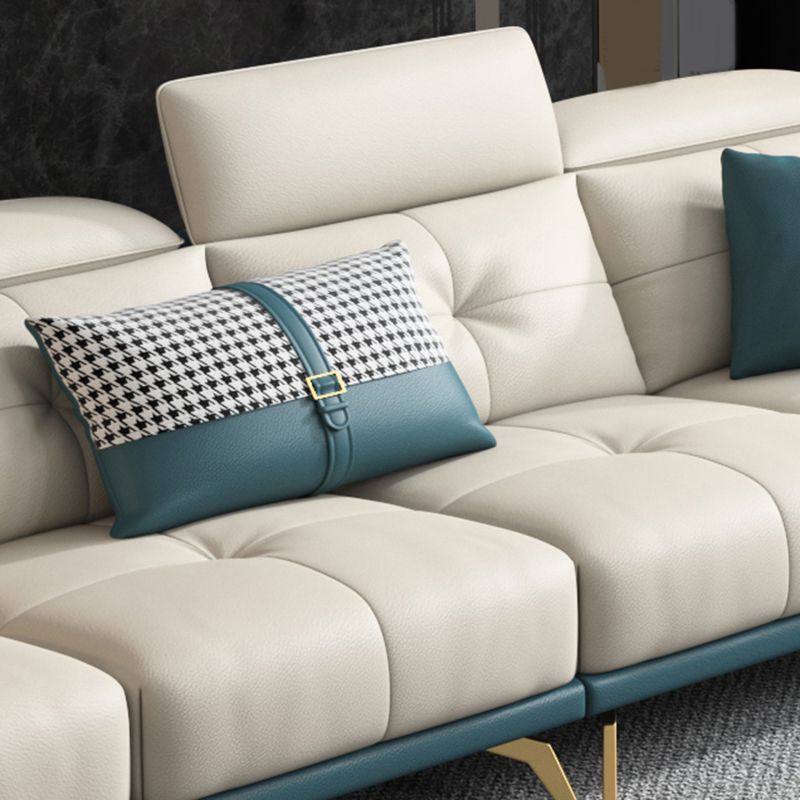 Sofa sectionnel du bras de smoking 35.43 "Haut-cuir authentique en cuir tufté canapé à dos fendu