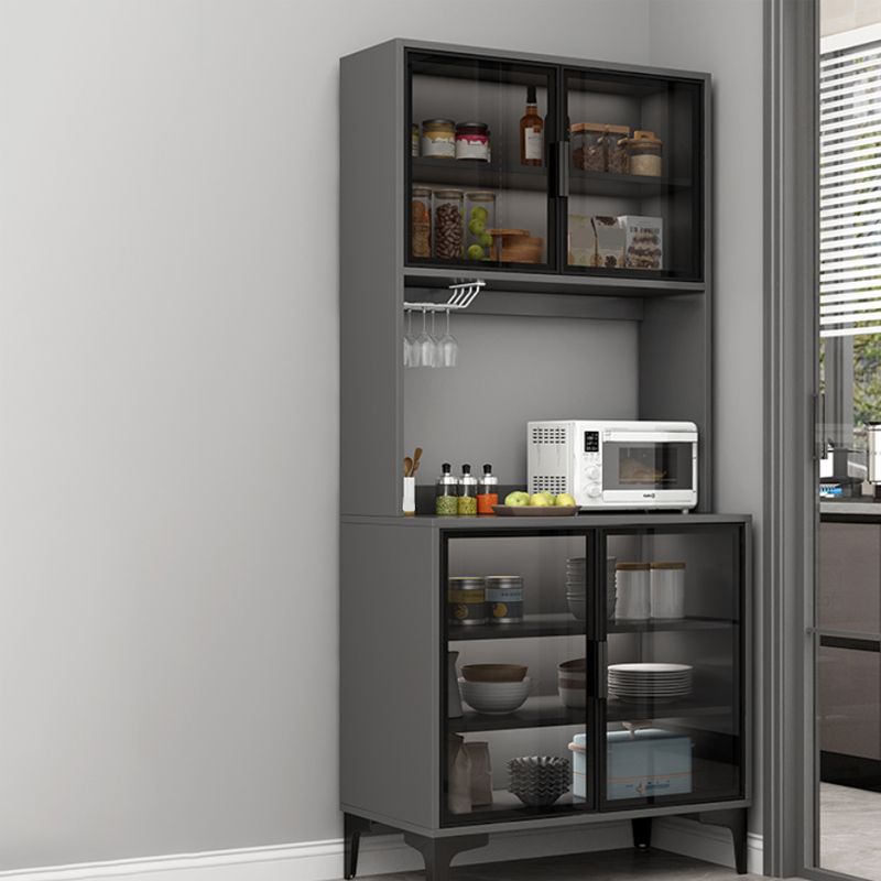 Contemporary Buffet Table Glass Doors Faux Wood Buffet Stand with Doors for Kitchen Clearhalo 'buffet_sideboard' 'Buffets & Sideboards' 'furn' 'furn_buffet_sideboard' 'Furniture' 'Kitchen & Dining Furniture' 1200x1200_ad927cfc-5d33-4774-8ca8-0e0eea35d3dc