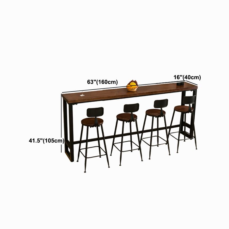 Industrial Brown and Black Bistro Bar Desk Solid Wood Trestle Bistro Bar Table Clearhalo 'Bar Furniture' 'Bar Tables' 'bar_tables' 'furn' 'furn_bar_tables' 'Furniture' 'furniture_bar_tables' 'Kitchen & Dining Furniture' 1200x1200_ad97d312-b4d2-439b-890c-38c47714ff63