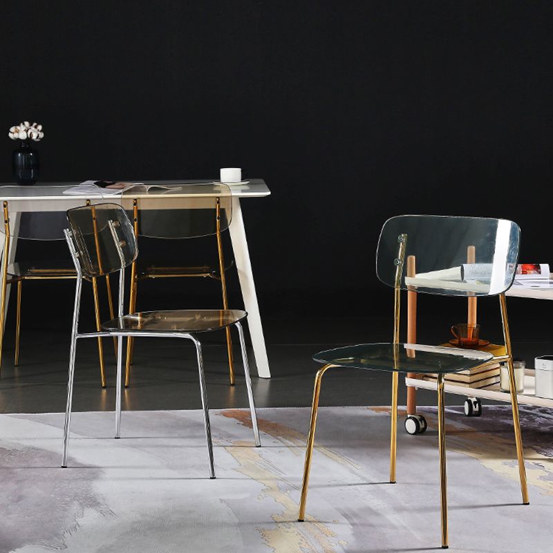 Chaise de salle à manger sans bras industrielle Plastique ouverte de dossier arrière avec base en métal