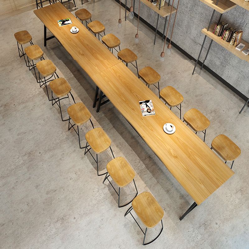 Pine Wood Bar Dining Table Rectangle Industrial Bar Table with Black Trestle Base Clearhalo 'Bar Furniture' 'Bar Tables' 'bar_tables' 'furn' 'furn_bar_tables' 'Furniture' 'furniture_bar_tables' 'Kitchen & Dining Furniture' 1200x1200_ad9a97d7-ad3b-410f-b302-743d64433e7f