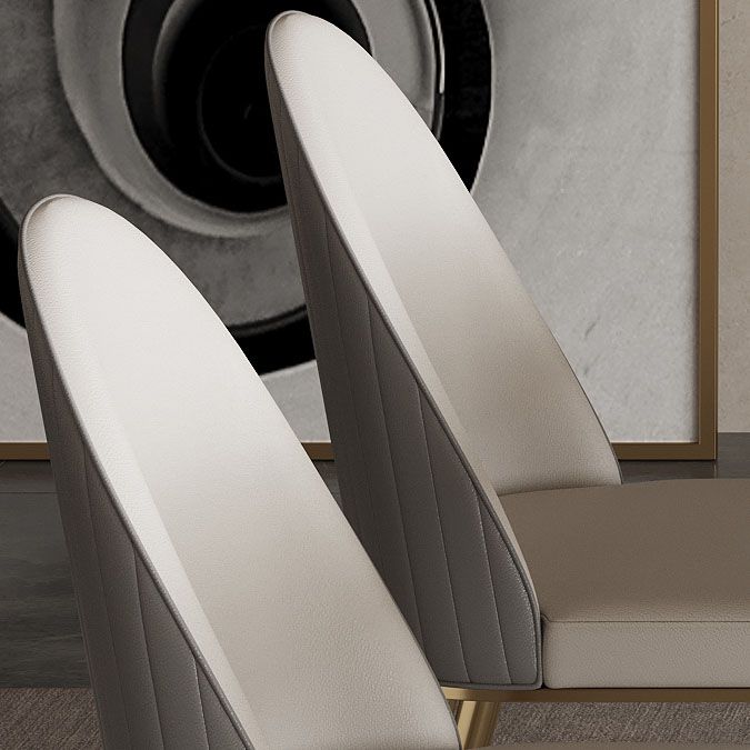 Glam -eetkamer zijstoel metalen benen Parsons Dining Armloze stoel