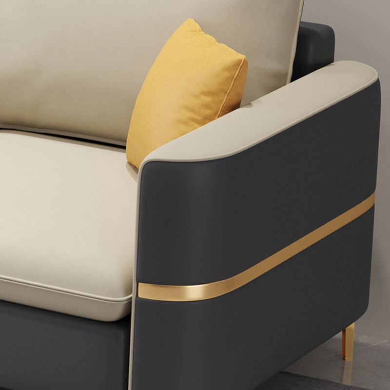 35.4"H Modern Square Arm Faux Leather Sofa& Chaise for Living Room Clearhalo 'furn' 'furn_sectionals' 'Furniture' 'Living Room Furniture' 'Sectionals' 1200x1200_ad9c2f4e-37be-4fe6-af37-6cbd1d648fcc