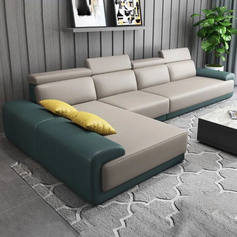 Modern Sectional with Adjustable Head Pillow and Armless for Living Room
