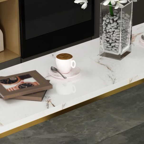 Marble & Wood Bar Dining Table with Rectangle Table Top Trestle Table - 41.3" H Clearhalo 'Bar Furniture' 'Bar Tables' 'bar_tables' 'furn' 'furn_bar_tables' 'Furniture' 'furniture_bar_tables' 'Kitchen & Dining Furniture' 'kitchen&dining_furn' 'kitchen' 1200x1200_ad9db6c0-d281-488c-93da-37ea2a2cfccf