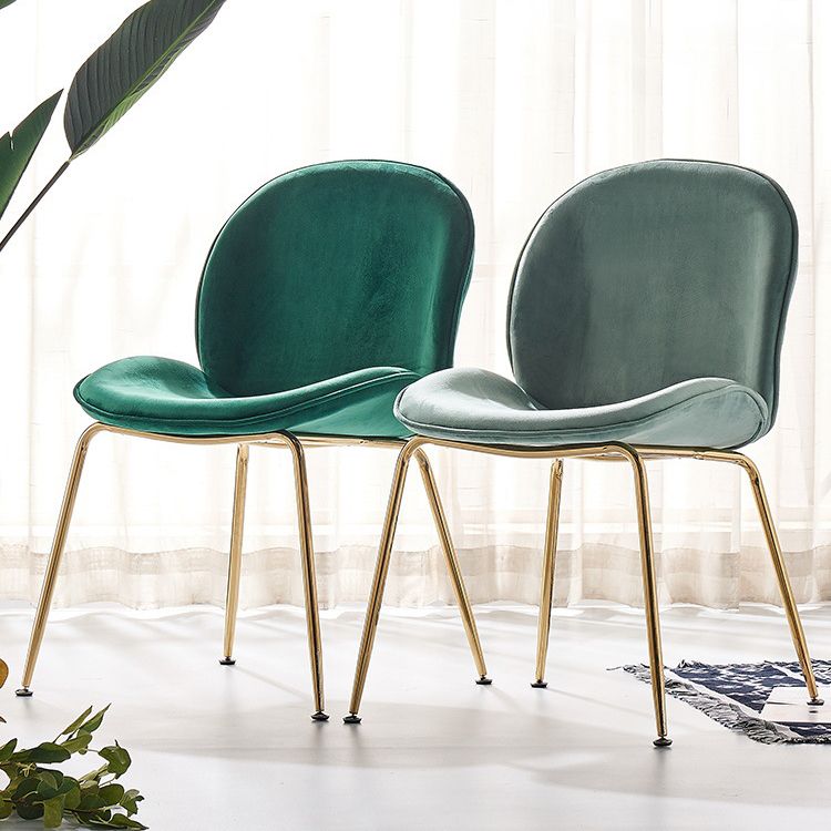 Upholstered Velvet Armless Dining Chairs Solid Back Side Chair with Metal Legs Clearhalo ' kitchen&dining_furn' 'Dining Chairs' 'Dining Tables & Seating' 'dining_chair' 'furn' 'furn_dining_chair' 'Furniture' 'furniture_dining_chair' 'Kitchen & Dining Furniture' 'kitchen' 1200x1200_ad9de1f3-40c7-4733-ad93-b47e550d9a0b