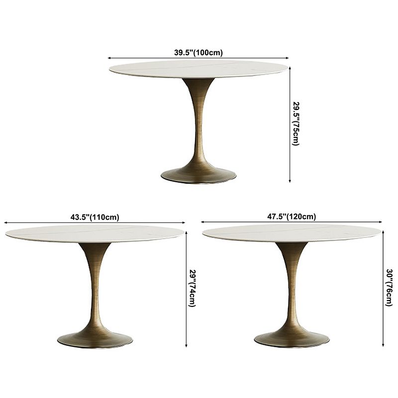 Contemporary Round Dining Table Sintered Stone Table with Brass Tulip Base Clearhalo ' dining_table' 'Dining Tables & Seating' 'Dining Tables' 'furn' 'furn_dining_table' 'Furniture' 'furniture_dining_table' 'Kitchen & Dining Furniture' 'kitchen&dining_furn' 'kitchen' 'kitchen_dining_table' 1200x1200_ad9fcb6f-582a-497b-bb76-d023e94612d3