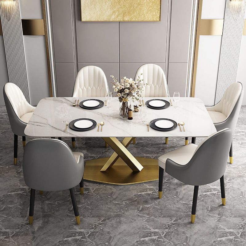 Sintered Stone Top Dining Table Rectangle Table with Gold Metal Pedestal Base Clearhalo ' dining_table' 'Dining Tables & Seating' 'Dining Tables' 'furn' 'furn_dining_table' 'Furniture' 'furniture_dining_table' 'Kitchen & Dining Furniture' 'kitchen&dining_furn' 'kitchen' 'kitchen_dining_table' 1200x1200_ada033ae-fca5-47d3-9d33-95e505c74b83