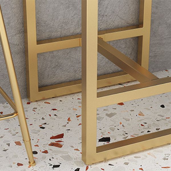 Glam White Faux Marble Bistro Table Indoor Iron Trestle Pedestal Bar Dining Table Clearhalo 'Bar Furniture' 'Bar Tables' 'bar_tables' 'furn' 'furn_bar_tables' 'Furniture' 'furniture_bar_tables' 'Kitchen & Dining Furniture' 'kitchen&dining_furn' 'kitchen' 1200x1200_ada1b072-9c9a-4246-8053-a3123f6ff646