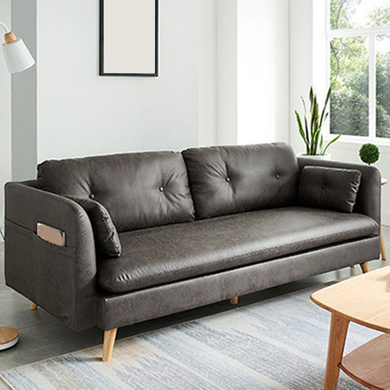 Canapé de bras carré tufté à 3 places en cuir en cuir simple canapé-coussin