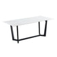 Industrial Stone Rectangle Table Standard Height Dining Room Table with Trestle Base