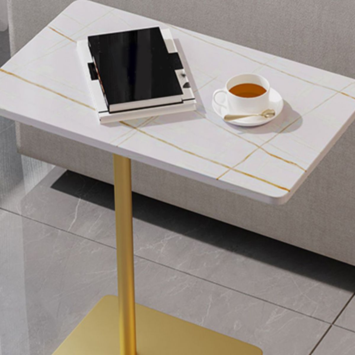 Modernistic Rectangular End Table Metal C Side Table for Bedside