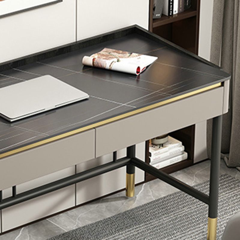 Contemporary Writing Desk Antique Finish Computer Desk with 2 Drawers Clearhalo 'furn' 'furn_office_desk' 'Furniture' 'Office Desks' 'Office Furniture' 'office_desk' 1200x1200_ada4ba88-c60e-4dbe-b4f1-2e4335f8bd88