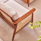28.74" Wide Square Arm Sofa Solid Wood Sofa with Rattan Accent