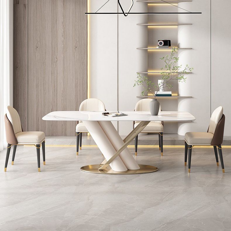 Contemporary Rectangle Sintered Stone Dining Table Set 1/4/5/7 Pieces Dining Set Clearhalo 'Dining Room Sets' 'Dining Tables & Seating' 'dining_room_set' 'furn' 'furn_dining_room_set' 'Furniture' 'Kitchen & Dining Furniture' 1200x1200_ada8d305-232b-4d71-b6b7-8037c4c747a6