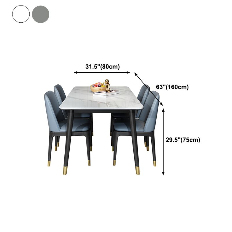 Stone Top Dining Table Modern Rectangle Table with 4 Metal Legs in Black Clearhalo 'Dining Tables & Seating' 'Dining Tables' 'dining_table' 'furn' 'furn_dining_table' 'Furniture' 'furniture_dining_table' 'Kitchen & Dining Furniture' 1200x1200_ada8e811-8f30-43e8-9f0d-07c8a2da6e67