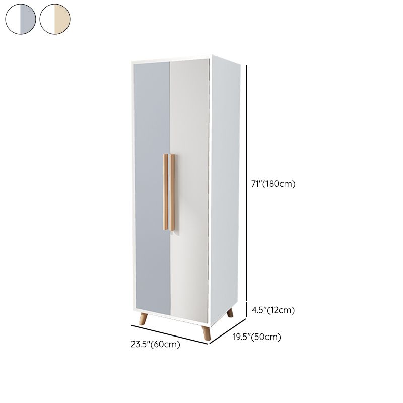 Bedroom Hinged Door Wardrobe with Wooden Legs Modern Cabinet with Clothes Rail Clearhalo 'Armoires & Wardrobes' 'armoires_wardrobes' 'Bedroom Furniture' 'furn' 'furn_armoires_wardrobes' 'Furniture' 1200x1200_adaa1783-0768-4545-a447-e59eebb4a5b7