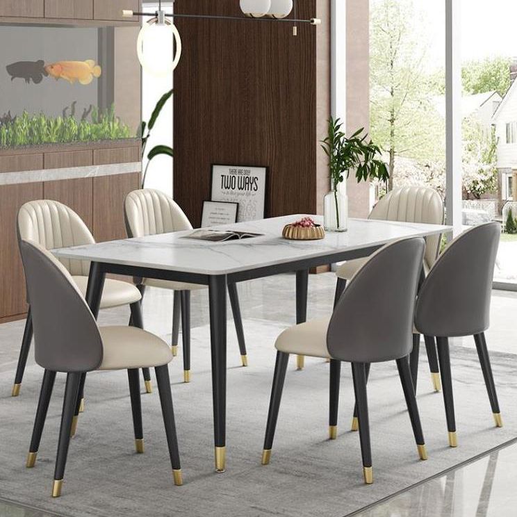 Modern Style Sintered Stone Dining Table Set 1/3/5/7 Pieces Dining Set for Home Clearhalo 'Dining Room Sets' 'Dining Tables & Seating' 'dining_room_set' 'furn' 'furn_dining_room_set' 'Furniture' 'furniture_dining_room_set' 'Kitchen & Dining Furniture' 1200x1200_adaabba2-f893-41fa-8ffc-acbac9a470b3