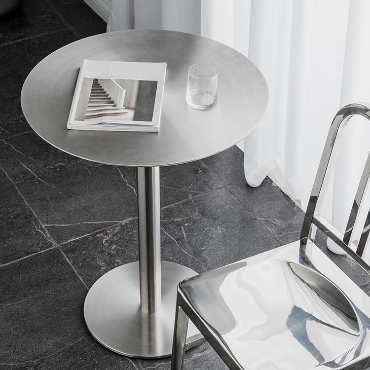 Industrial Dining Table Stainless Steel Table with Pedestal Base for Kitchen Clearhalo ' dining_table' 'Dining Tables & Seating' 'Dining Tables' 'furn' 'furn_dining_table' 'Furniture' 'furniture_dining_table' 'Kitchen & Dining Furniture' 'kitchen&dining_furn' 'kitchen' 'kitchen_dining_table' 1200x1200_adae3b4a-4b4e-4a57-892d-dd7e3c649020