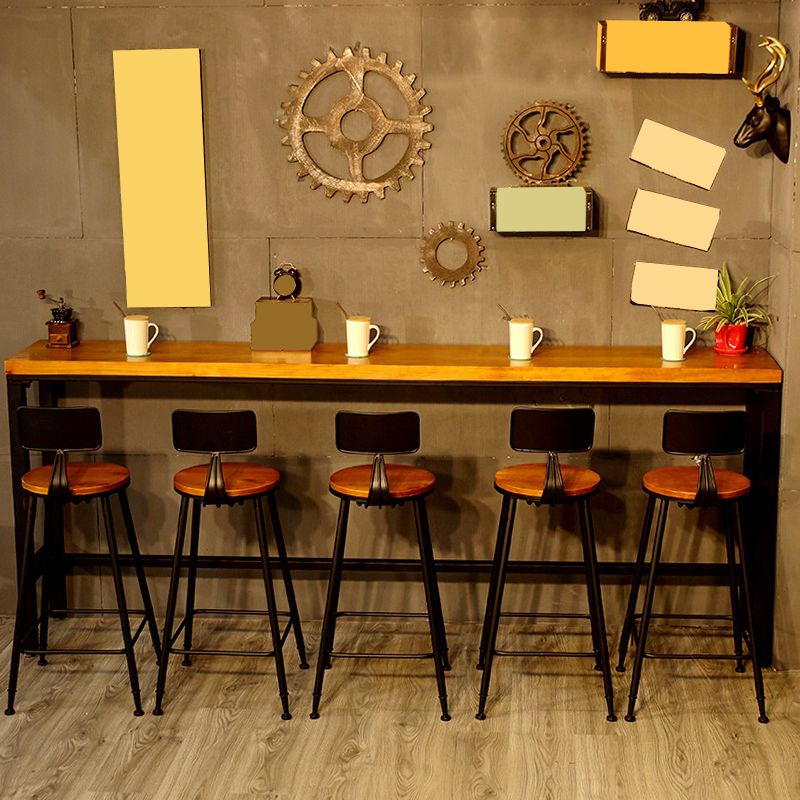 Metal Bar Stools Industrial Barstool in Black and Brown with Footrest