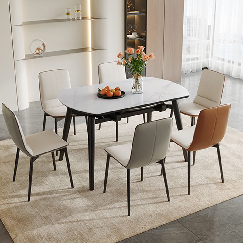 Stone Top Dinette Table with Black Legs Modern Round Dining Table Clearhalo 'Dining Tables & Seating' 'Dining Tables' 'dining_table' 'furn' 'furn_dining_table' 'Furniture' 'Kitchen & Dining Furniture' 1200x1200_adb2760f-e14d-48db-a2f7-0b327214c05a