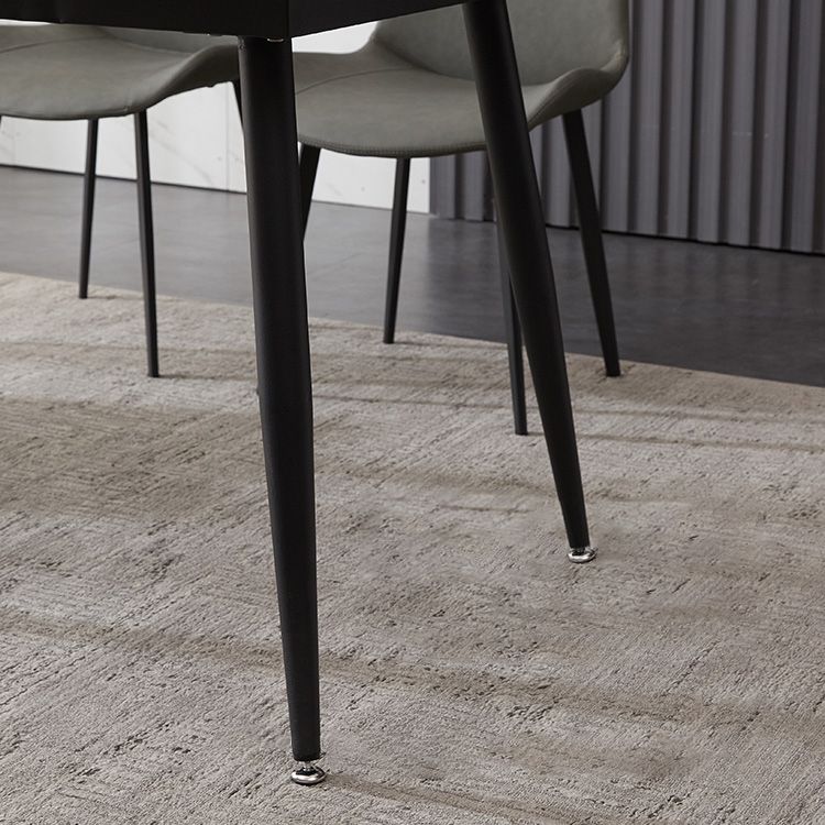 Industrial Style Sintered Stone Table Black 4 Legs Base Rectangle Table for Home Clearhalo ' dining_table' 'Dining Tables & Seating' 'Dining Tables' 'furn' 'furn_dining_table' 'Furniture' 'furniture_dining_table' 'Kitchen & Dining Furniture' 'kitchen&dining_furn' 'kitchen' 'kitchen_dining_table' 1200x1200_adb3d917-f438-40bb-9581-06e0353636b1