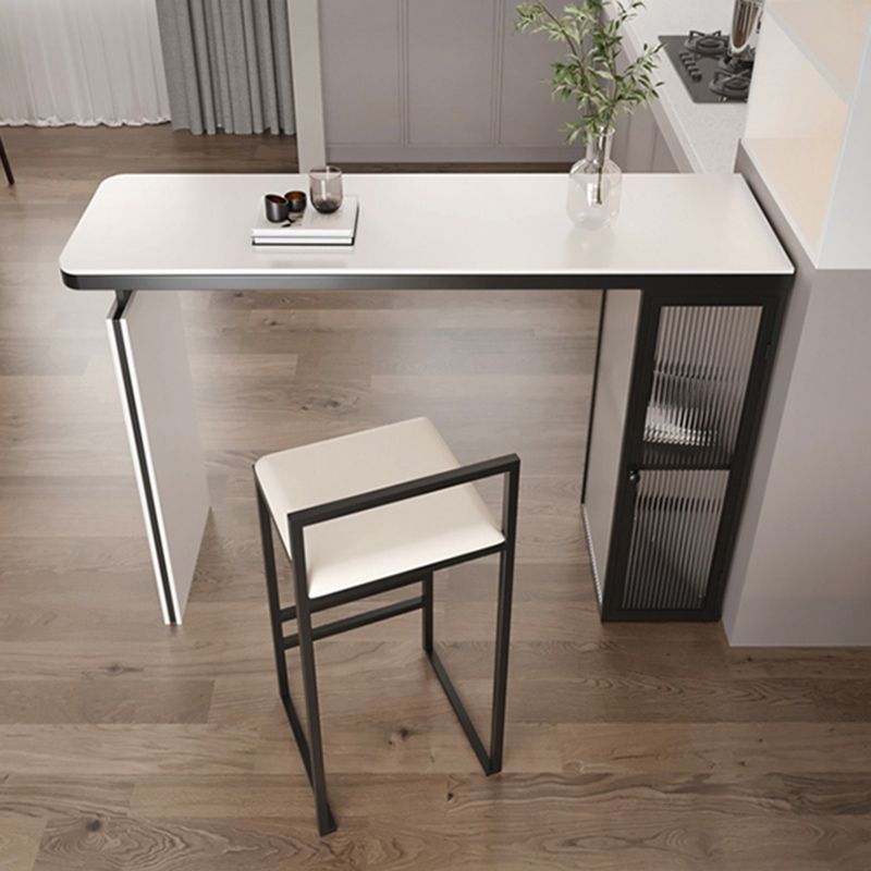 Rectangle White Stone Top Bar Dining Table Contemporary Bar Height Table