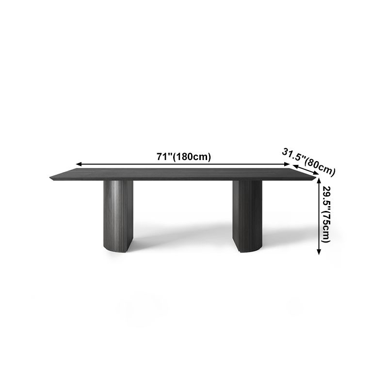 Solid Wood Black Tone Table Simplicity Double Pedestal Table for Dining Room Clearhalo ' dining_table' 'Dining Tables & Seating' 'Dining Tables' 'furn' 'furn_dining_table' 'Furniture' 'furniture_dining_table' 'Kitchen & Dining Furniture' 'kitchen&dining_furn' 'kitchen' 'kitchen_dining_table' 1200x1200_adb5e517-0c57-4e11-baa5-d8fad0c38d69