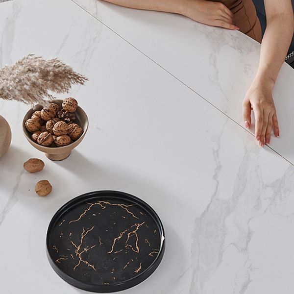 Contemporary Collapsible Sintered Stone Dining Room Table with 4 Solid Wood Legs Kitchen Dining Set Clearhalo 'Dining Room Sets' 'Dining Tables & Seating' 'dining_room_set' 'furn' 'furn_dining_room_set' 'Furniture' 'furniture_dining_room_set' 'Kitchen & Dining Furniture' 'kitchen&dining_furn' 'kitchen' 1200x1200_adb7871f-5d4b-4ceb-8571-0fdc31a30335