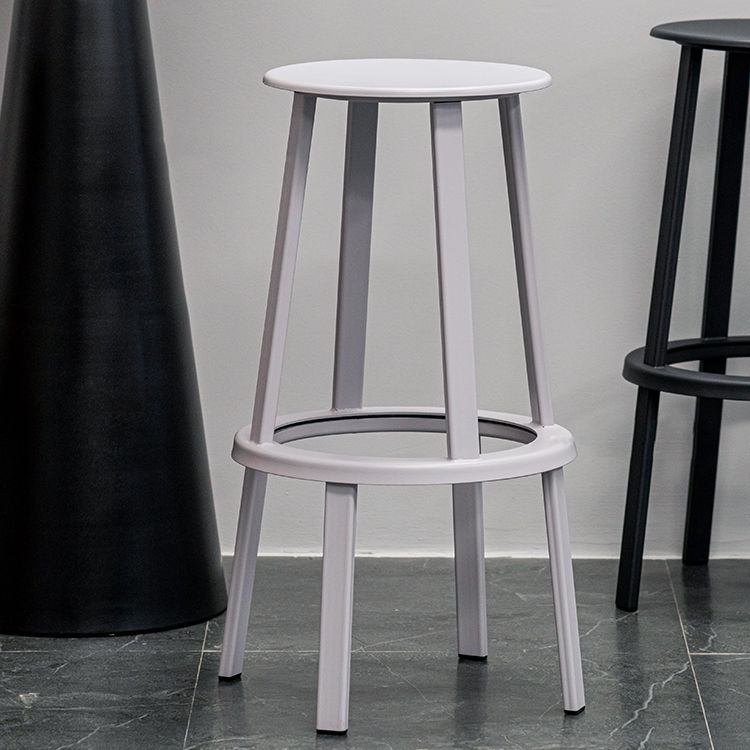 Contemporary Metal Base Backrest Counter High Stool with 4 Legs