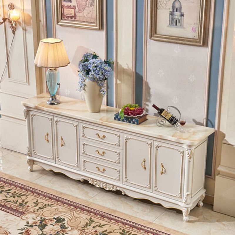 Sideboard glam in legno di gomma bianca con soggiorno a 2 porte