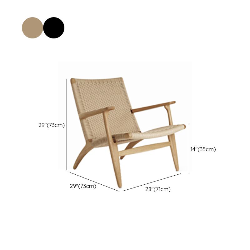 Solid Wood Frame Dining Arm Chair Indoor Arm Chair in Black and Natural