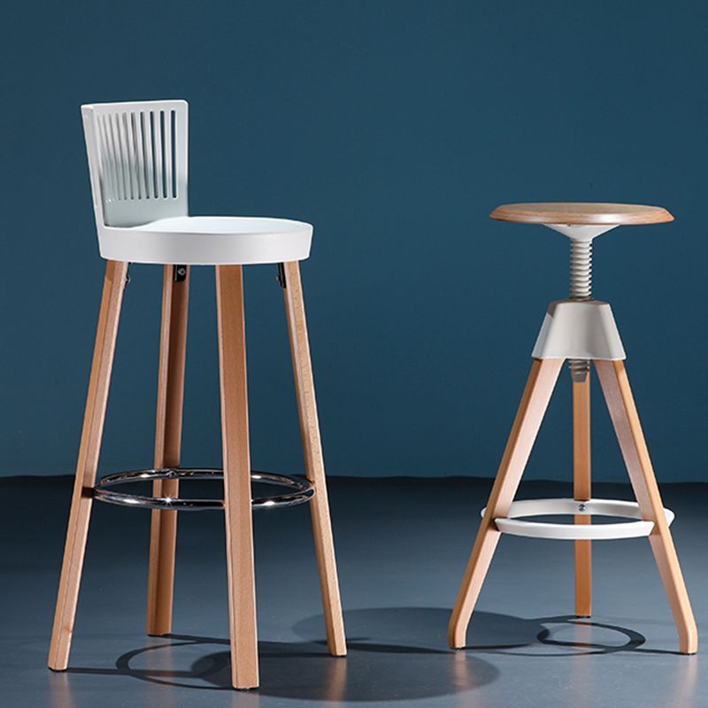 Modern Wooden Bar Stool 38" Height Backrest Armless Counter Stool with Plastic Cushion Clearhalo 'Bar Furniture' 'Bar Stools' 'bar_stools' 'furn' 'furn_bar_stools' 'Furniture' 'Kitchen & Dining Furniture' 1200x1200_adbc95ed-0c56-4ac0-9032-9a7a4bdd0a55