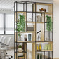 Metal and Wood Book Shelf Etagere Modern Open Shelf Bookcase for Bedroom