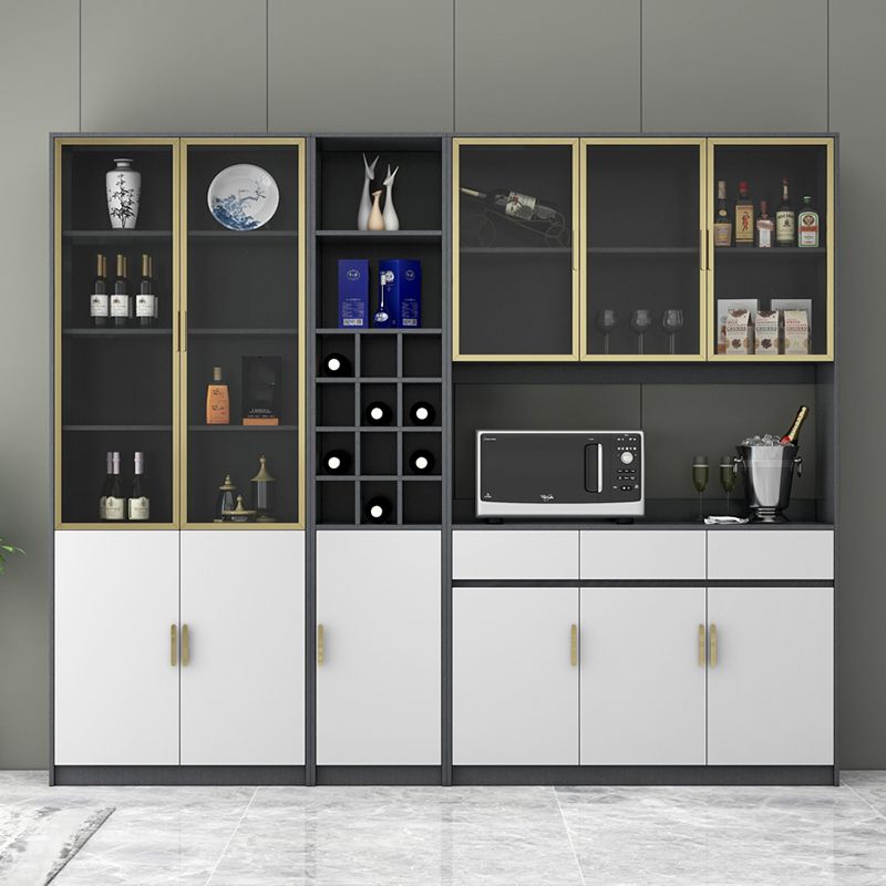 Modern Freestanding Manufactured Wood Wine Bottle Rack with Shelf Clearhalo 'furn' 'furn_wine_racks' 'Furniture' 'Kitchen & Dining Furniture' 'Wine Racks' 'wine_racks' 1200x1200_adbd2f5b-0495-431f-a0b9-43f34f663c2a