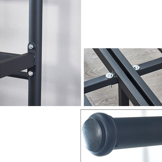 Black and White Open-Frame Bed Industrial Spindle Slat Bed With Custom Gold Legs