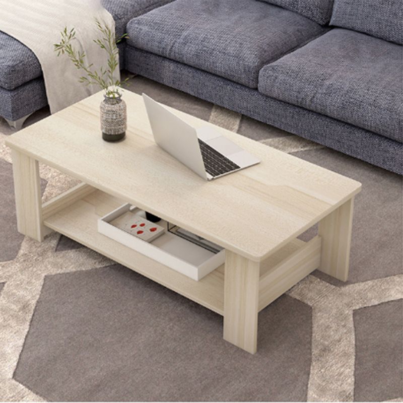 Rectangular 4 Legs Base Design Artificial Material Modern Style Coffee Table