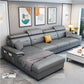 Scandinavian Faux Leather Sectional/sofa with Pillow Top Arm