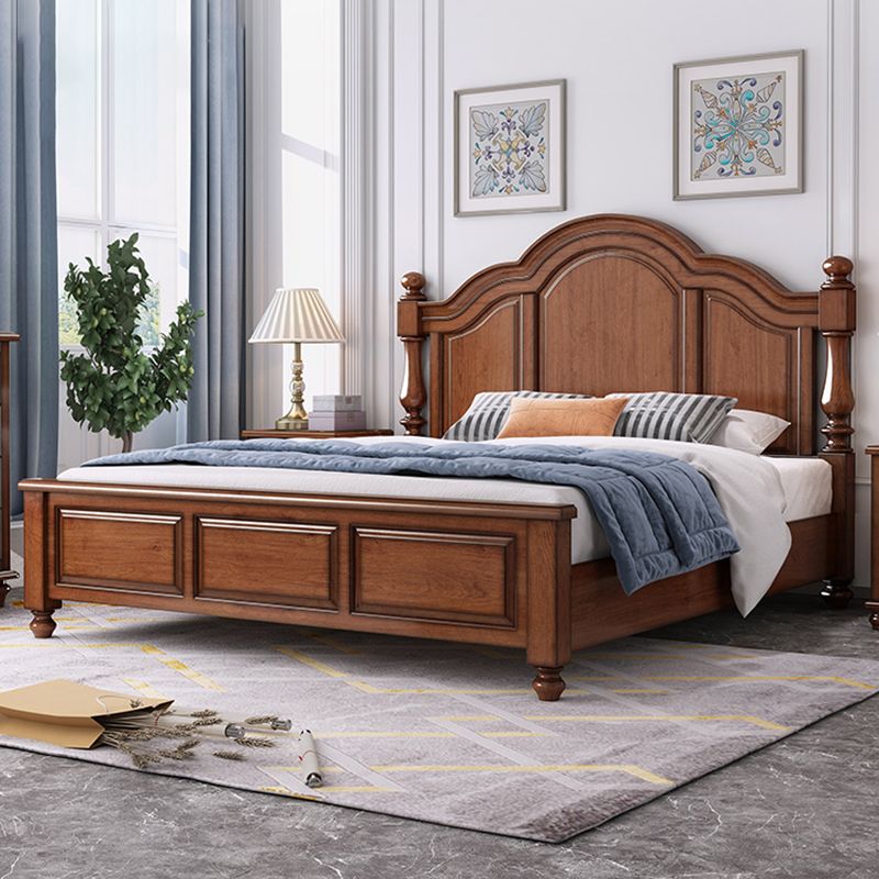 Lit standard moderne du milieu du siècle lit en bois massif avec tête de lit