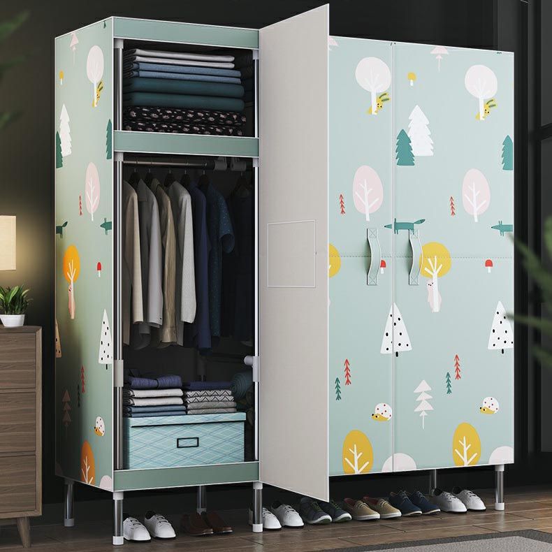Cloth Cabinet Steel Pipe Wardrobe Cabinet, Modern 3-door Wardrobe Armoire Clearhalo 'Armoires & Wardrobes' 'armoires_wardrobes' 'Bedroom Furniture' 'furn' 'furn_armoires_wardrobes' 'Furniture' 1200x1200_adca1428-c258-4a96-9b42-5e48190a91fd