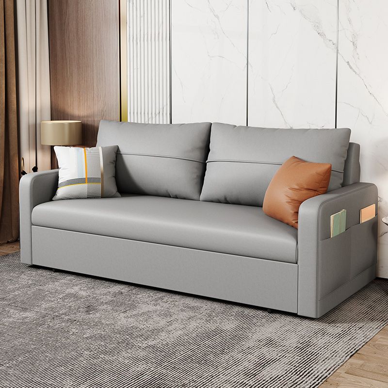 Square Arm Sofa Futon Foldable Pillow Included Futon Sofa Bed